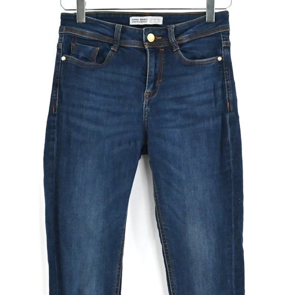 ZARA BASIC Z1975 Denim Dark Wash Skinny Jeans #H04 - Picture 3 of 9
